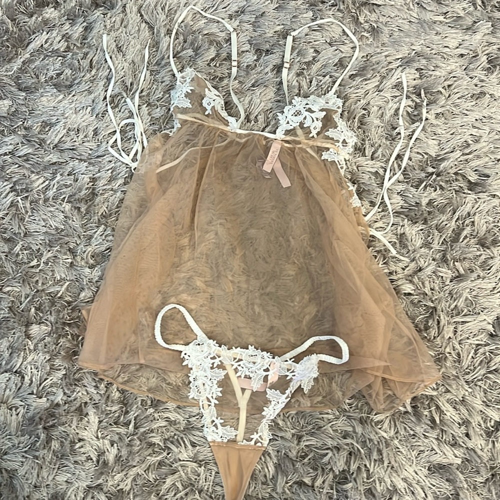 NWOT, Victoria Secret Dream Angels Baby Doll Lingerie Set, Size S
